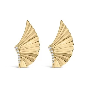 14K Yellow Gold Plated .925 Sterling Silver Diamond Accent Stud Earrings - Picture 1 of 6