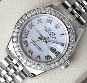Rolex Datejust 26mm 179174 Damenuhr Weiß Perlmutt Zifferblatt Diamant Lünette - Bild 1 von 9