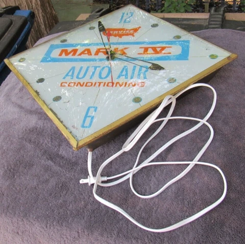 Vintage 1970's MARK IV AUTO AIR CONDITIONING PAM clock 15" works rare Cover