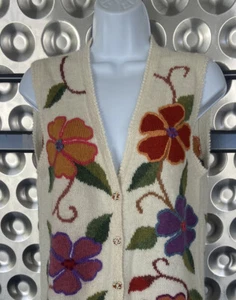 Chaleco Tejido Flores Multicolor Colección Alpaca Talla M/L Boho Hippie De Colección - Imagen 1 de 17
