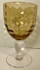 "Peine de miel óptico con hoyuelos copa de vidrio marrón claro ámbar cuenco vástago transparente 6""" - Imagen 1 de 10