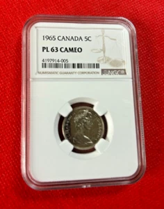 1965 CANADA 5 CENTS NGC PL 63 CAMEO - Picture 1 of 2