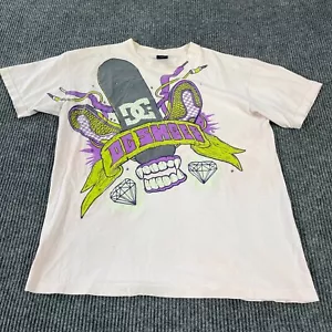 VTG DC Shoes T Shirt Mens Medium Pink Short Sleeve Skateboard Skater Grunge Y2K - Picture 1 of 17