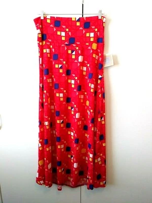 NUEVA MAXI FALDA LARGA MUJER LULAROE ROJA CON ESTAMPADO GEOMÉTRICO MULTICOLOR TALLA XL Foto 1 de 3