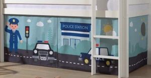 Vorhangset Spielbettvorhang Kinderbettvorhang Textilset Bettgardine Polizei Auto - Bild 1 von 5
