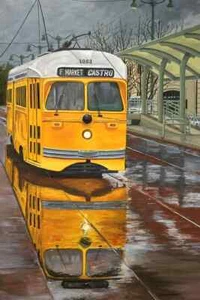 San Francisco Zug gezeichnet Vintage Wandkunst Wohndeko - POSTER - Bild 1 von 3