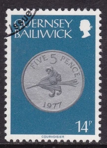 Guernsey 1979 5P Coin 14p Fine Used SG 192 VGC - Picture 1 of 1