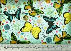 Quilting Treasures ~ Fly Free 27084-B Butterfly Blue ~ 100% Cotton Quilt Fabric - Picture 1 of 1