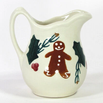 Hartstone Pottery PAN DE JENGIBRE 8 oz crema acebo bayas Navidad vintage 1983 #2 Foto 1 de 4