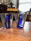 Set of 2 Glasses Bormioli Rocco Murano Cobalt Blue Swirl 4x4-1/2”