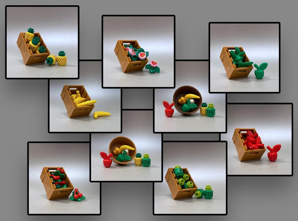 LEGO® Obst Äpfel Ananas Banane Wassermelone Erdbeeren Kirschen Kiste Obstkorb - Bild 1 von 1