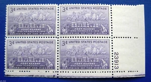 Sc # 970 ~ Plate # Block ~ 3 cent Fort Kearney Issue - Picture 1 of 1