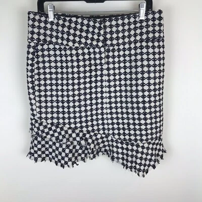 Poleci Women’s Skirt White Purple Check Striped 100% Silk Tweed Curve - Image 1 of 4