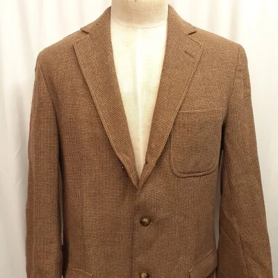 Orvis Tweed Blazer Jacket 42 Long Brown Wool Elbow Patch Coat Basketweave USA - Image 1 of 4