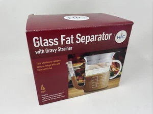 Harold Import Strainer Separator for Fat and Gravy, Wide Mouth Glass Fine Mesh - Picture 1 of 7