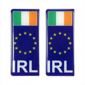 2x 98x42mm IRL Irlanda Estrellas de la UE Bandera Irlandesa Número Placa Gel Cúpula Pegatinas Insignia - Imagen 1 de 2