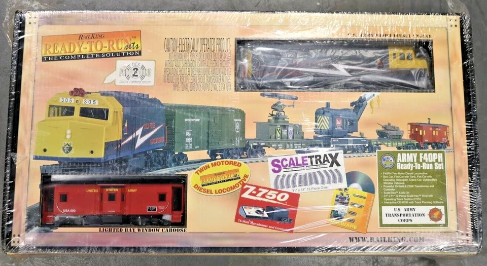 MTH O Gauge RailKing Army F40PH R-T-R Train Set w/ PS.2 SEALED 30-4054-1 - Image 1 of 4