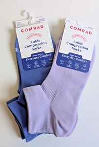 Comrad ankle compression socks purple periwinkle blue womens L lot of 2 NEW - Picture 1 of 7