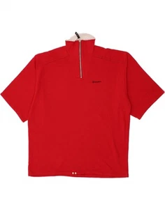 CHAMPION Mens Zip Neck Short Sleeve Sweatshirt Jumper 2XL Red BS02 - Picture 1 of 3