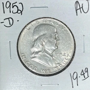 1952-D FRANKLIN SILVER HALF DOLLAR ~ AU ~NICE COIN~ - Picture 1 of 2