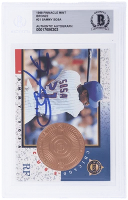 1998 Pinnacle Mint Sammy Sosa Bronze Auto #21 BGS Auth - Image 1 of 2