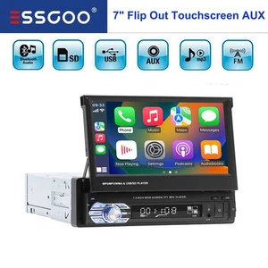 1DIN 7Inch Flip Out Touch Screen Car Stereo Radio MP5 Player FM BT AUX Head Unit - Picture 1 of 11
