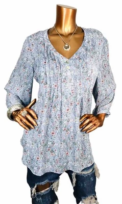 Camisa túnica rosa + oliva 1X Plus nueva con etiquetas floral corte bajo en V 1/2 abotonada 3/4 Slv Foto 1 de 4