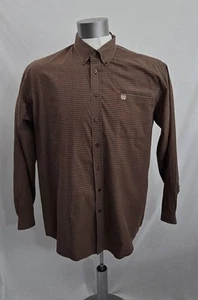 Camicia uomo CINCH taglia XL marrone check 100% cotone con bottoni manica lunga - Foto 1 di 8