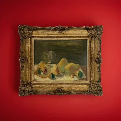 Pintura al óleo japonesa de frutas antiguas bodegones decoración de arte antiguo de 1930 Foto 1 de 4