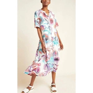 Anthropologie Tugboat bunte Azoren Maxikleid Small rosa weiß - Bild 1 von 13