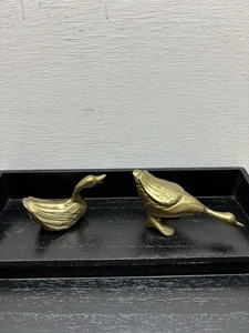 Par de estatuillas de cisnes/gansos de latón macizo Penco nuevas Bedford Mass. de colección - Imagen 1 de 10