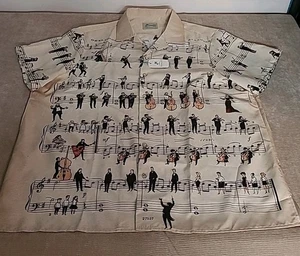 New Men’s Hawaiian Shirts Aloha Camp Shirt Orchestra Music Notes Size 4XL - Picture 1 of 9