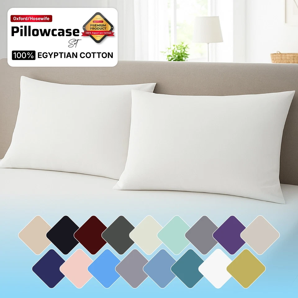 Pack Of 4 - 100% Egyptian Cotton 400 Thread Count Oxford / Housewife Pillow Case - Image 1 of 1