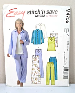 McCalls EASY Pattern M4752 Miss' Coordinates Sz 8 To 14 Jacket Top Dress & Pants - Picture 1 of 2