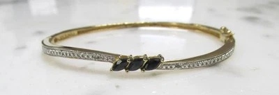 Brazalete de plata de ley Ross Simons zafiro azul y diamantes 12,5 g 8-G628 Foto 1 de 4