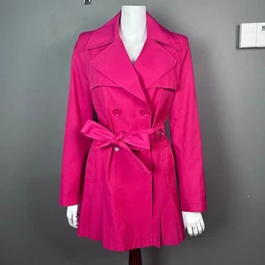 Via Spiga trench coat medium pink spring coat barbiecore colorful Glam Pleated - Picture 1 of 12