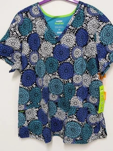Women's Landau Modern Fit Scrub Top, Sz. 3XL, Color~Multi, Stretch!! NWT - Picture 1 of 7