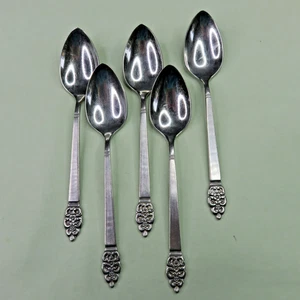 Lote de 5 cucharaditas Oneida corona nórdica punta floral cuenco brillante mango satinado moderno - Imagen 1 de 6
