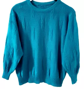 Pullover Langarm Baumwolle Türkisblau Gr. 44 kurz - vgl. Maße i.d. Anzeige! - Bild 1 von 5