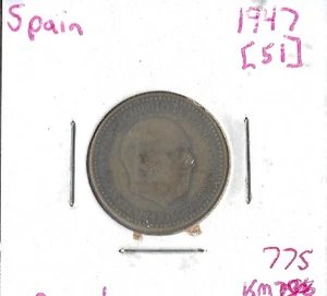 Coin Spain 1 Peseta 1947 (51) KM775 - Picture 1 of 3