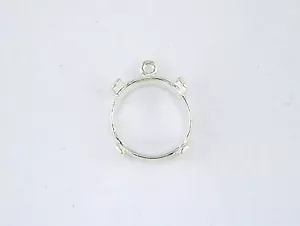 Round 4 Prong Cabochon Dangle Setting Sterling Silver - Picture 1 of 13