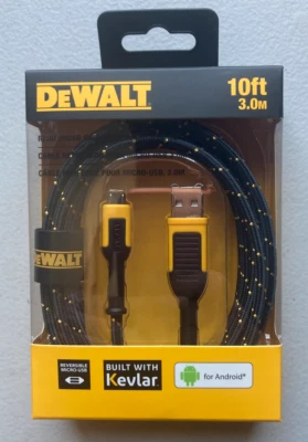 Dewalt Phone Charger Cable Micro USB Reinforced Braided Cord 10 FT - BRAND NEW! - Image 1 of 4