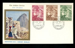 Postal History Vatican City FDC #420-422 Peru Peruvian Christmas Nativity 1965 - Picture 1 of 2