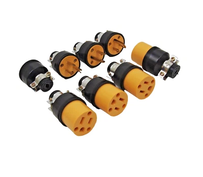4 Set (8pcs) Female Male 3 Prong Replacement Electrical Plug HD Extension Cord - Image 1 of 4
