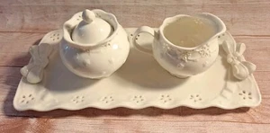 Grace's teaware Creamer Sugar Set With Tray. Bow Handles - Picture 1 of 10