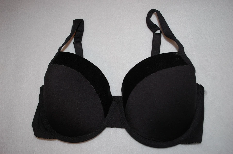 Sujetador de esmoquin negro para mujer ribete satinado con aros cobertura completa copas formadas talla 36B Foto 1 de 1