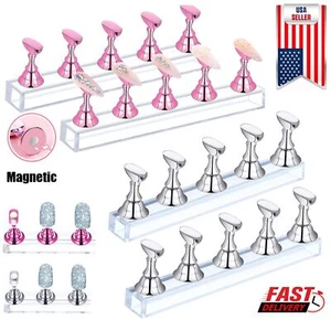2× Magnetic Nail Stand Press On Nails Display Practice Art Fake Nail Holder USA - Picture 1 of 21
