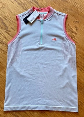 Camiseta deportiva ADIDAS GOLF para mujer MUESTRA ~ PEQUEÑA ~ sin mangas 1/4 cremallera elástica nueva con etiquetas Foto 1 de 4