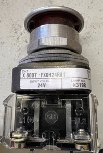 1-ALLEN BRADLEY ILLUM. MAINTAINED PUSH PULL E-STOP 800T-FXQH24RA1 24VAC/DC (BL) - Picture 1 of 2