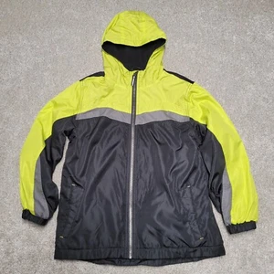 AQ Jacket Boys Medium 10/12 Black Green Gray Explore The Unknown Hooded Lined - Picture 1 of 13
